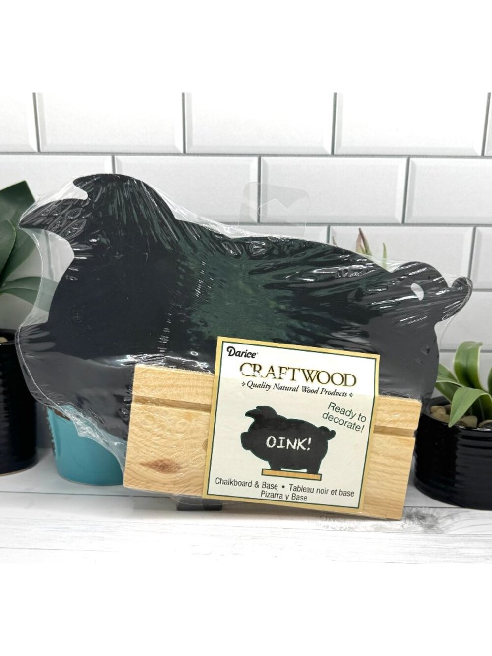 Darice Craftwood Pig Chalkboard With Wooden Base Ready To Decorate MDF